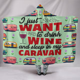 Wine & Caravan Hooded Blanket - Green