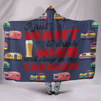 Beer & Caravan Hooded Blanket - Dark Blue