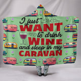 Wine & Caravan Hooded Blanket - Mint Green