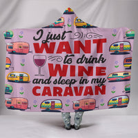 Wine & Caravan Hooded Blanket - Purple