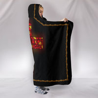 Stained Glass Cross Gold Trimmed Hooded Blanket