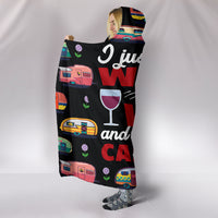 Wine & Caravan Hooded Blanket - Black